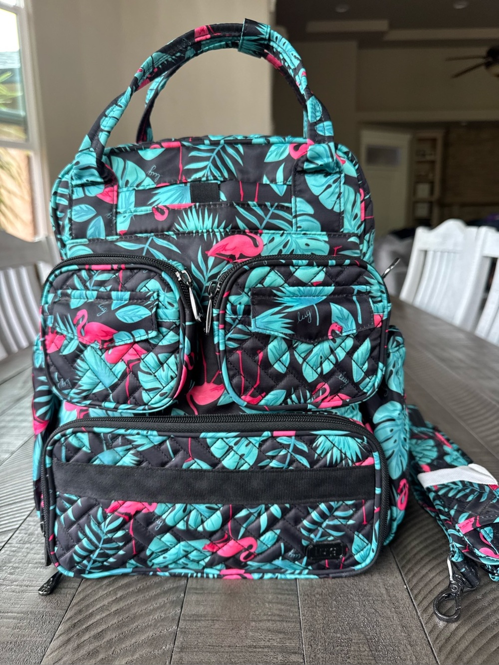 Lug Mini Puddler Jumper Tropical Flamingo Shoulder Tote Bag - Weekender Bag